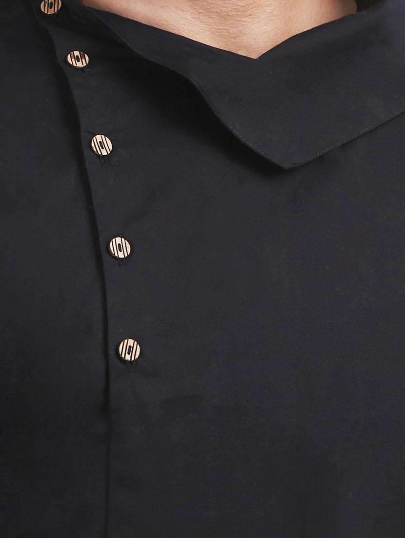 black cotton long kurta - 14789688 - Zoom Image - 4