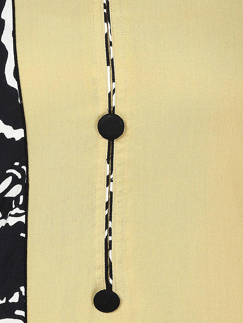 beige viscose straight kurta - 14790239 - Zoom Image - 4