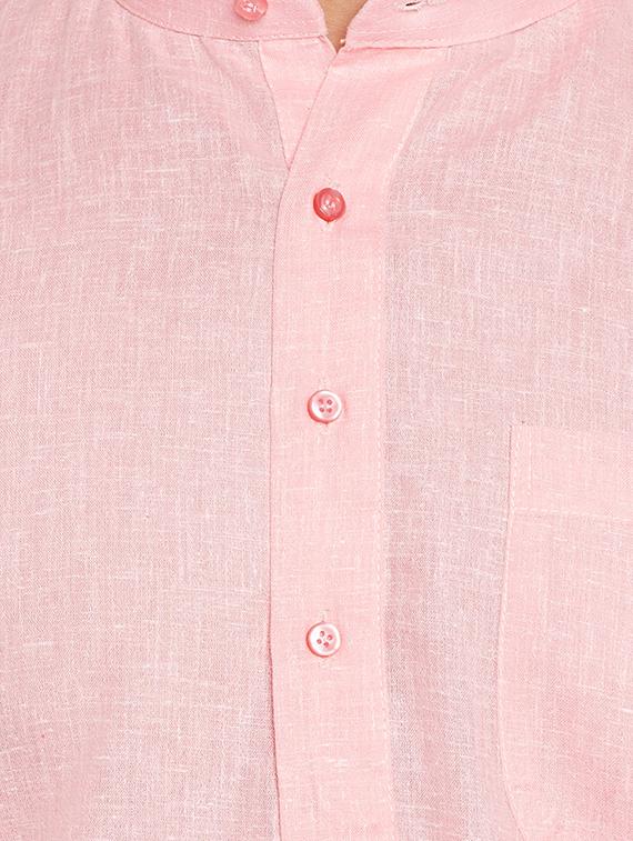 pink linen long kurta - 14794286 - Zoom Image - 4