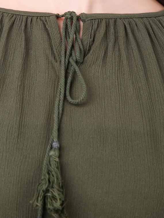 olive solid crepe top - 14800051 - Zoom Image - 4