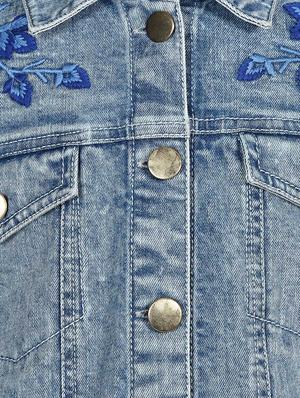 blue embroidered denim jacket - 14800550 - Standard Image - 4