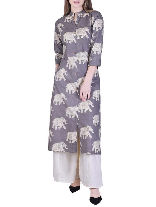 adesa grey rayon straight kurta - 14805228 - Very Small Image - 1