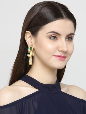 gold brass drop earring - 14806801 - Standard Image - 4