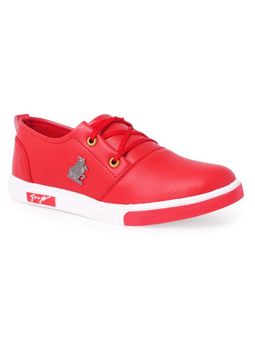 red leatherette lace up sneaker - 14811722 - Standard Image - 1