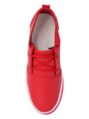 red leatherette lace up sneaker - 14811722 - Standard Image - 4