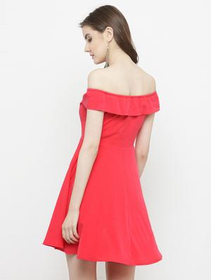 red off shoulder dress - 14811744 - Standard Image - 4