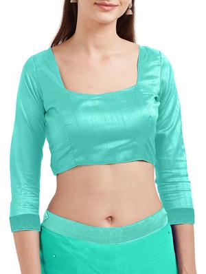 turquoise bordered saree with blouse - 14813996 - Standard Image - 4