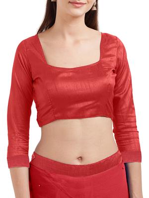 red chiffon bordered saree with blouse - 14813999 - Standard Image - 4