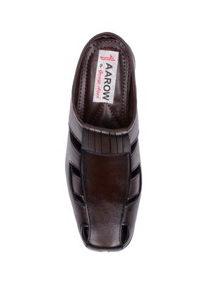 brown leatherette slip on sandal - 14817194 - Standard Image - 4