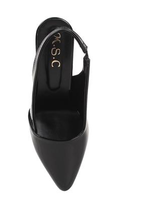 black faux leather back strap sandals - 14817469 - Standard Image - 4