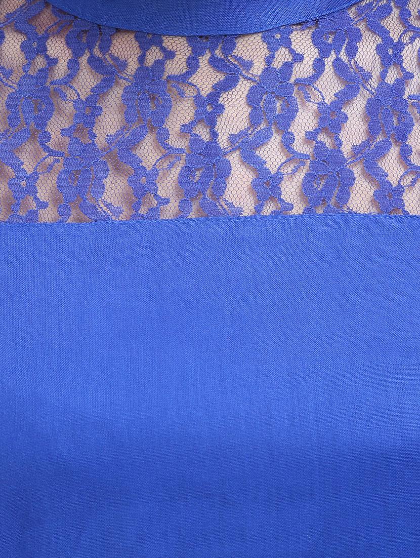 blue solid cold shoulder top - 14818218 - Zoom Image - 4