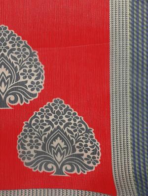 red chiffon printed saree with blouse - 14841599 - Standard Image - 4