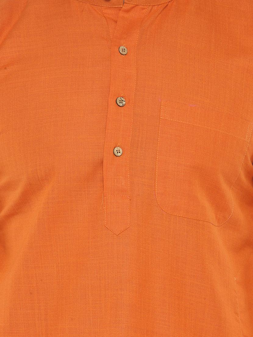 orange cotton long kurta - 14841821 - Zoom Image - 4