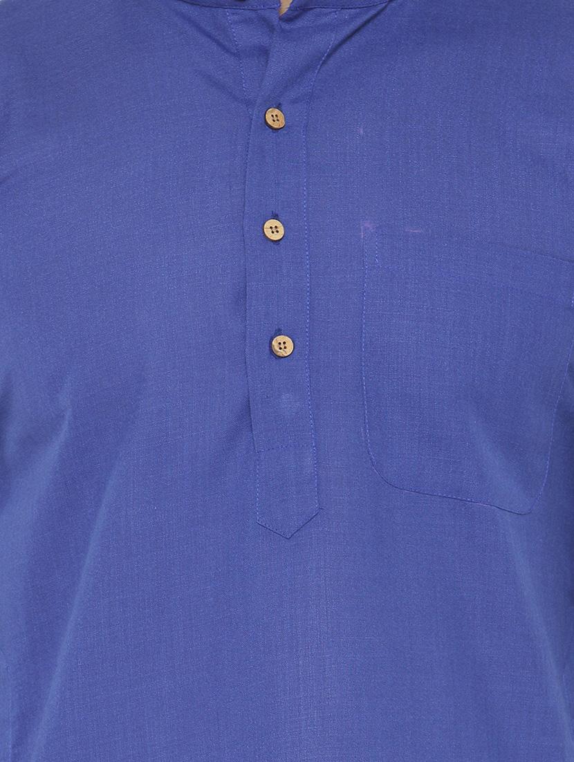 blue cotton long kurta - 14841823 - Zoom Image - 4