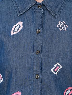heather hues blue denim embroidered shirt - 14845614 - Standard Image - 4