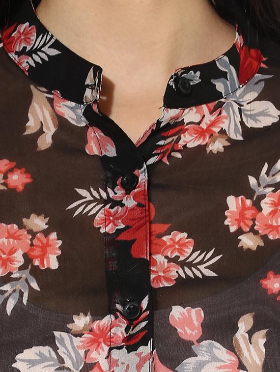 heather hues black colored floral print shirt - 14845616 - Zoom Image - 4