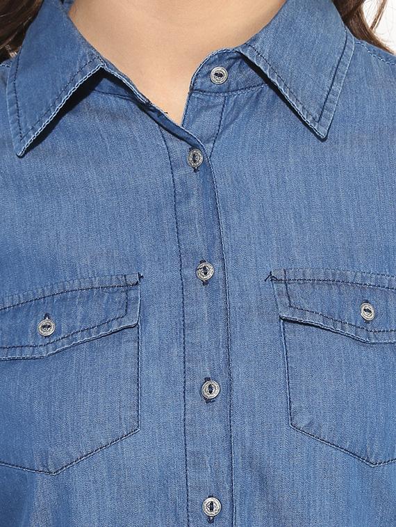 blue denim regular shirt - 14845629 - Zoom Image - 4