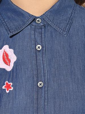 heather hues blue denim embroidered shirt - 14845635 - Standard Image - 4