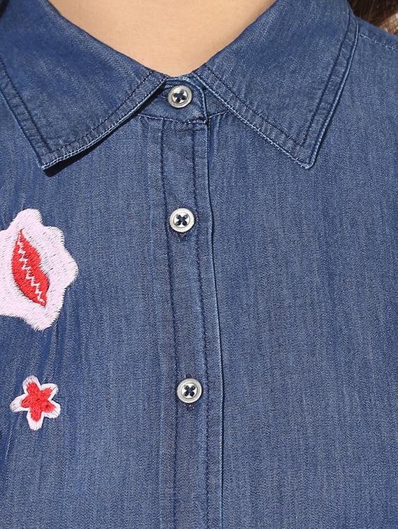 heather hues blue denim embroidered shirt - 14845635 - Zoom Image - 4