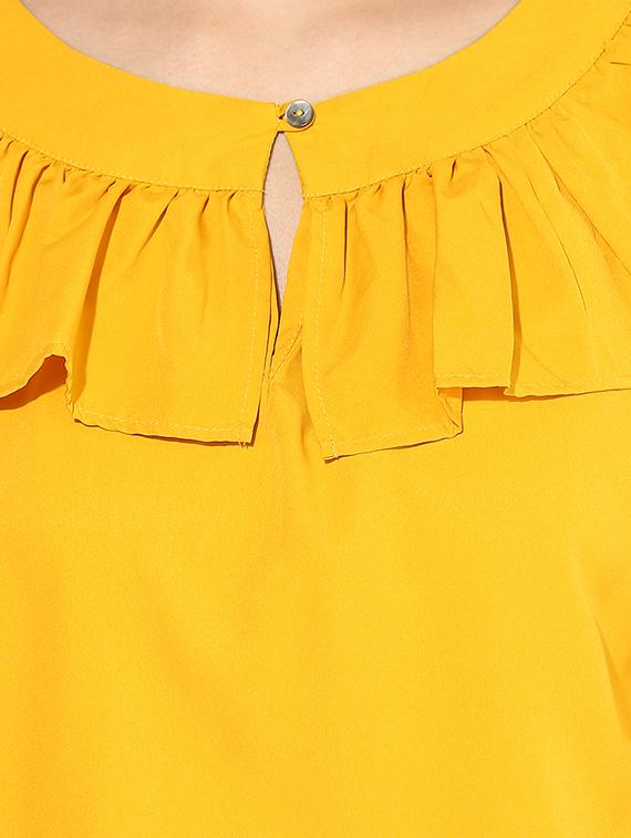 slit sleeve ruffle crepe top - 14845654 - Zoom Image - 4