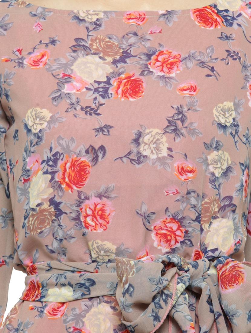 tie front floral a-line dress - 14849821 - Zoom Image - 4
