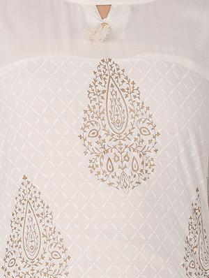 white rayon asymmetric kurta - 14853876 - Standard Image - 4