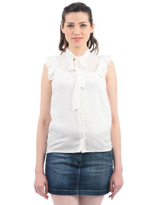 white modal ruffled top - 14859663 - Very Small Image - 1