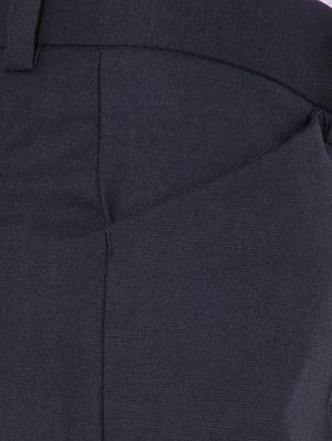 Navy blue solid flat front trouser - 14860629 - Standard Image - 4