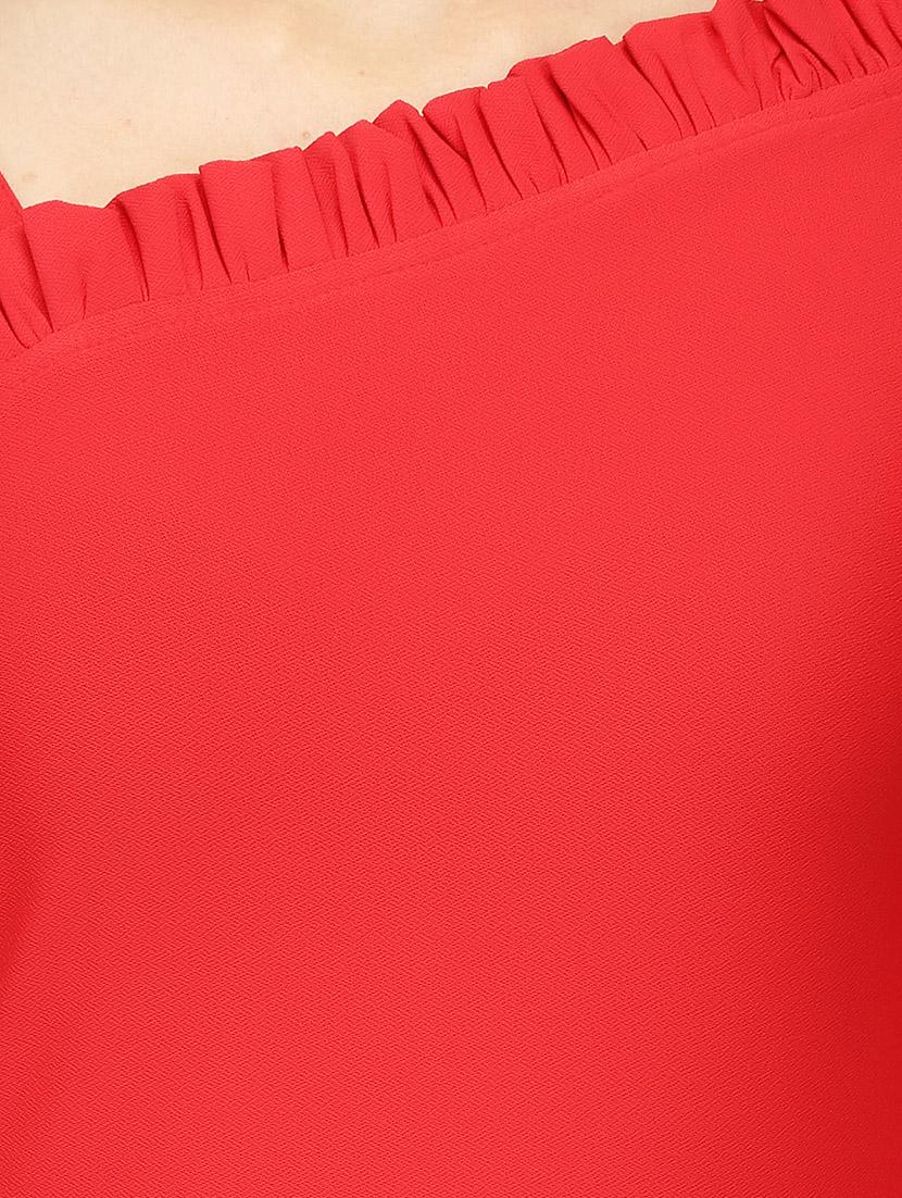 single shoulder frill trim a- line dress - 14864138 - Zoom Image - 4