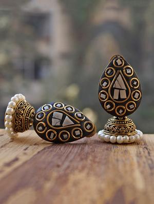 multi colored brass jhumka earrings - 14868355 - Standard Image - 4