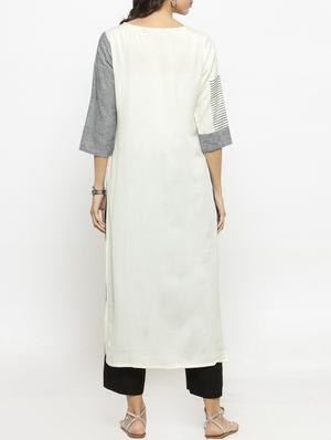 melange stripes printed kurta - 14868382 - Standard Image - 4