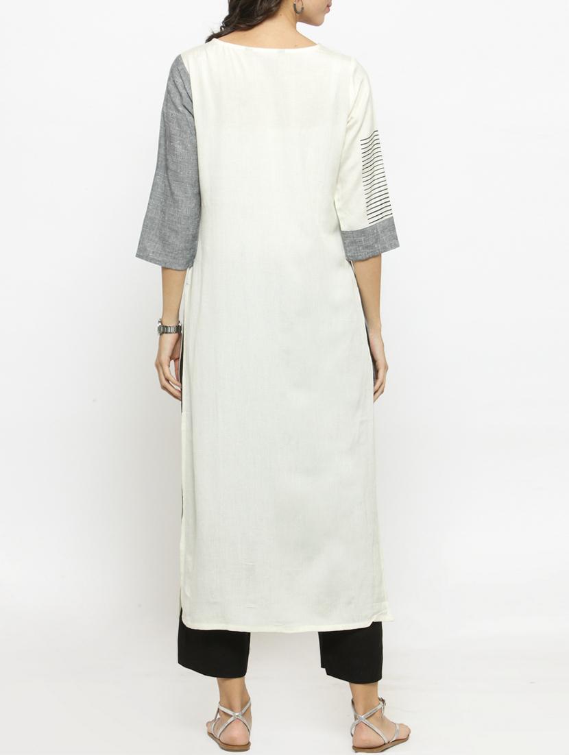 melange stripes printed kurta - 14868382 - Zoom Image - 4