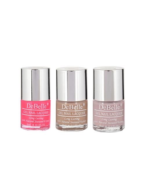 debelle gel nail polish (bright pink,light brown & pastel purple) 8ml each each combo kit of 3 - 14873097 - Standard Image - 1