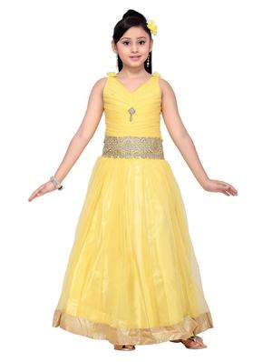 yellow net party gown - 14873211 - Standard Image - 4