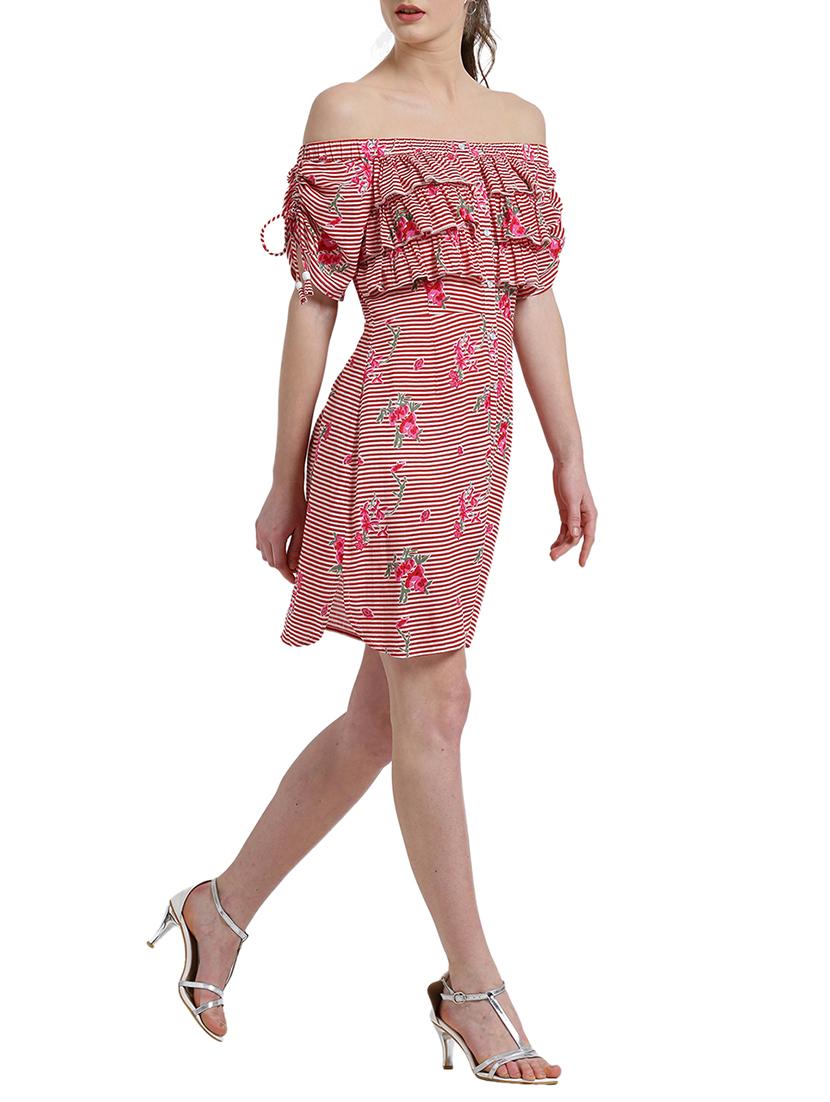 red rayon ruffled dress - 14875225 - Zoom Image - 4