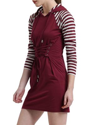maroon striped belted dress - 14875229 - Standard Image - 4