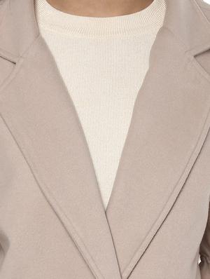 solid beige trench/overcoat - 14876075 - Standard Image - 4