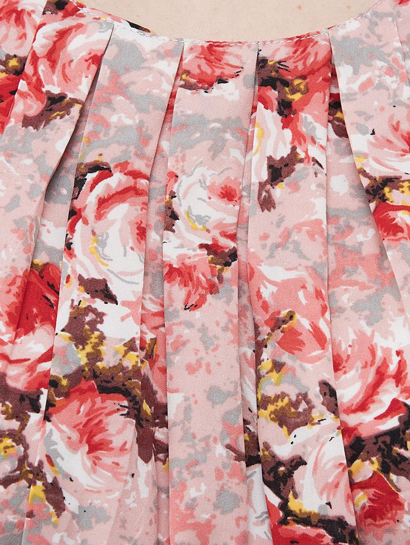 pleated neck floral blouson top - 14876287 - Zoom Image - 4