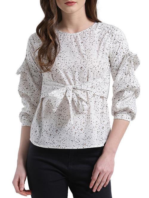 layered sleeved tie front top - 14876510 - Standard Image - 1