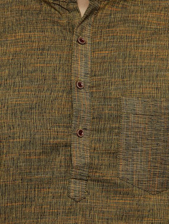 green cotton long kurta - 14880720 - Zoom Image - 4