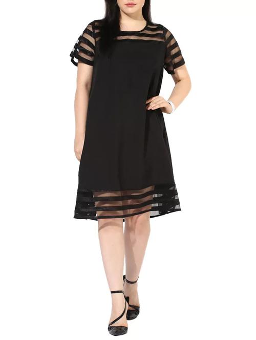sheer paneled a-line plus dress - 14882842 - Standard Image - 1