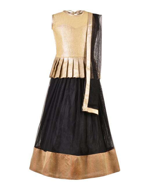 black satin lehnga choli - 14882948 - Standard Image - 1