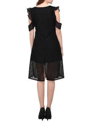 black solid a-line dress - 14884733 - Standard Image - 4