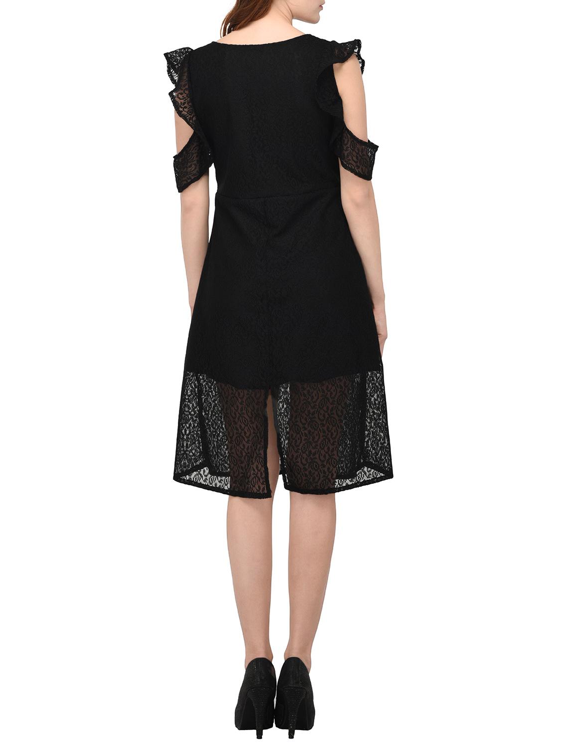 black solid a-line dress - 14884733 - Zoom Image - 4