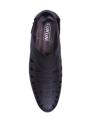 black leatherette slip on sandal - 14885098 - Standard Image - 4