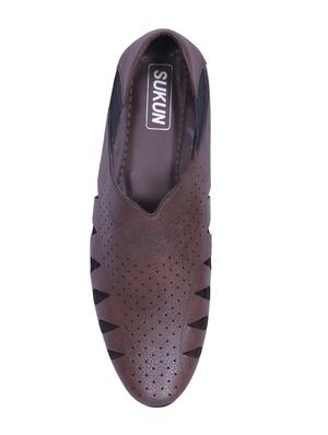 brown leatherette slip on sandal - 14885105 - Standard Image - 4