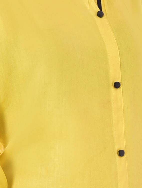yellow rayon straight kurta - 14886048 - Zoom Image - 4