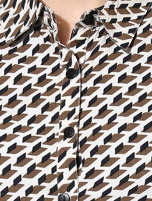 cold shoulder printed belted dress - 14886972 - Standard Image - 4