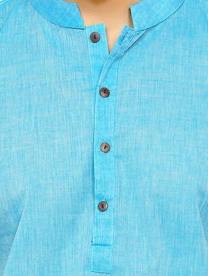 PAROKSH light blue cotton long kurta - 14887946 - Standard Image - 4