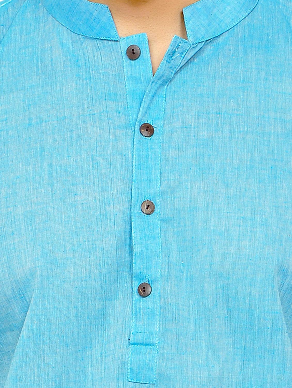 PAROKSH light blue cotton long kurta - 14887946 - Zoom Image - 4